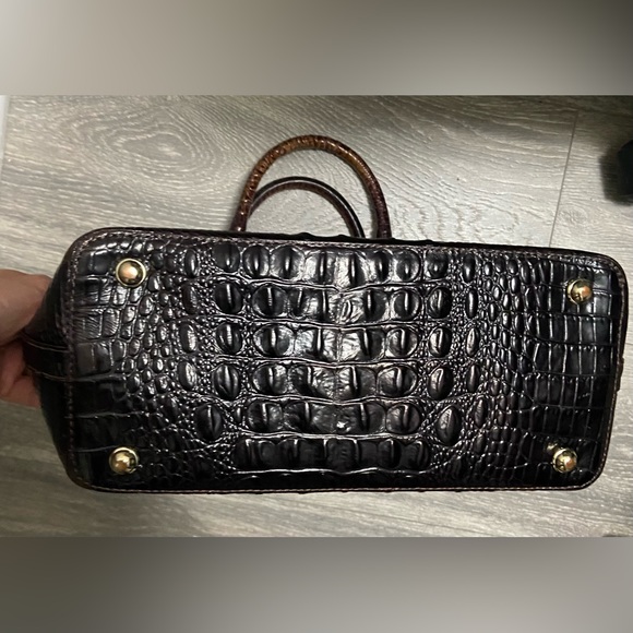 Brahmin Duxbury Satchel Medium Caramel Mocha & Brown Croc Embossed Leather - Picture 8 of 16